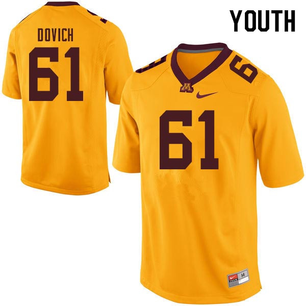 Youth #61 Bronson Dovich Minnesota Golden Gophers College Football Jerseys Sale-Gold - Click Image to Close